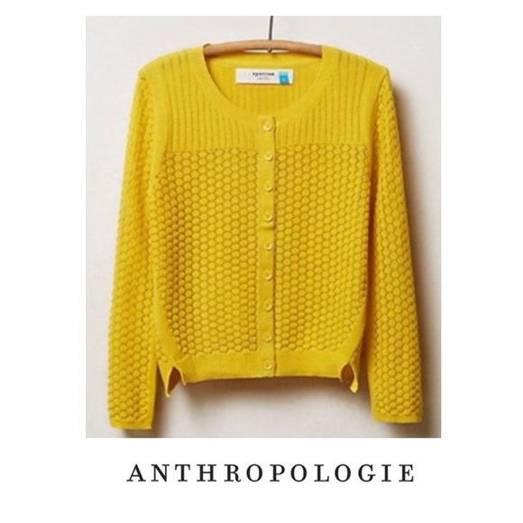 anthropologie yellow cardigan